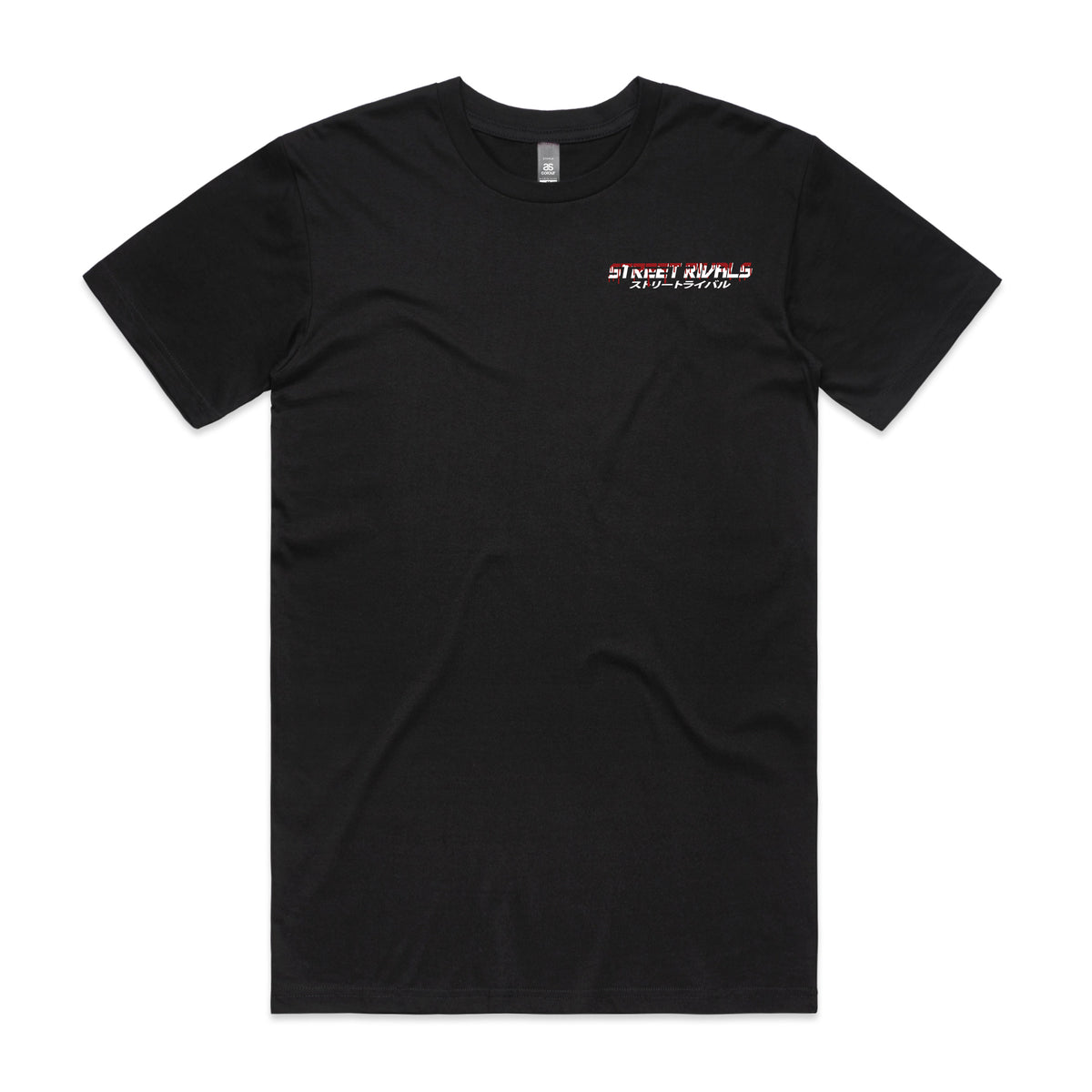 Front of the black Street Rivals Halloween tee with a small red-and-white bloody Street Rivals logo on the left chest.