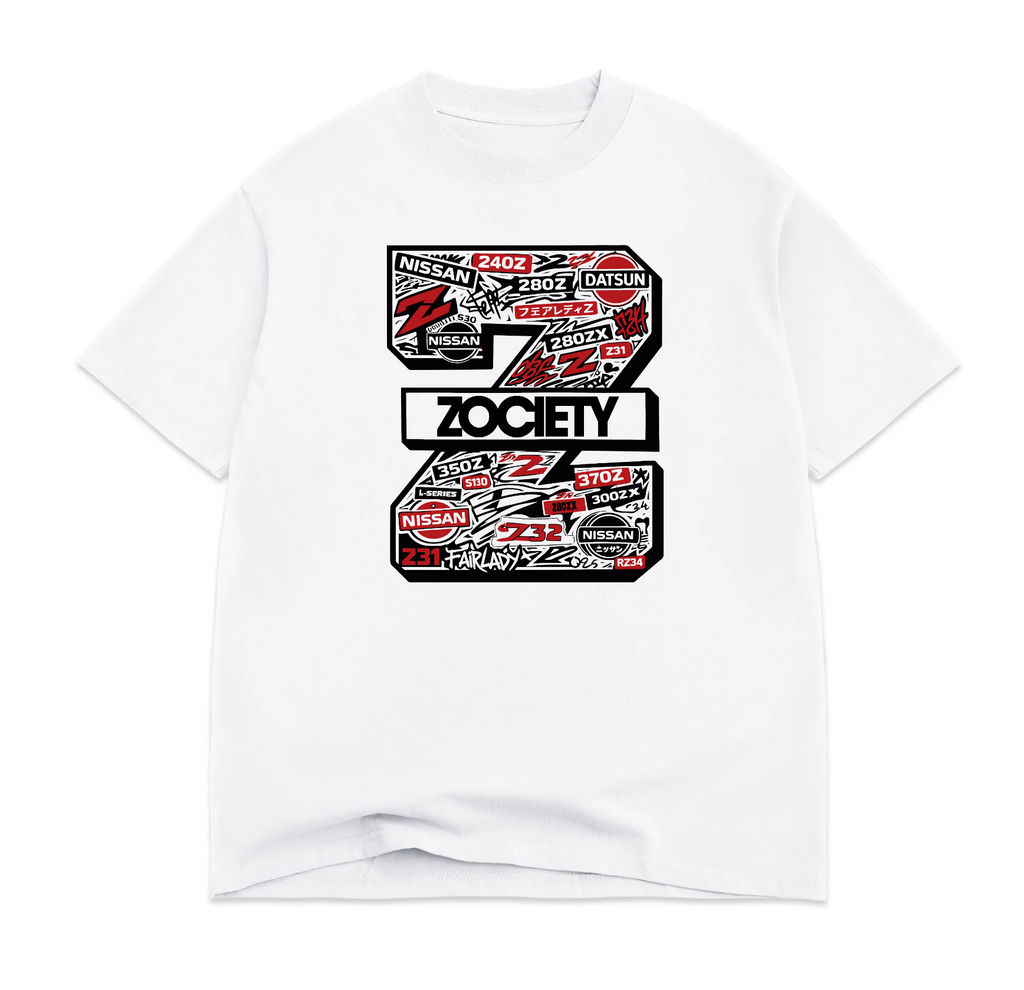 Zociety Big Z Oversized Tee in white, back mockup showing the large graphic